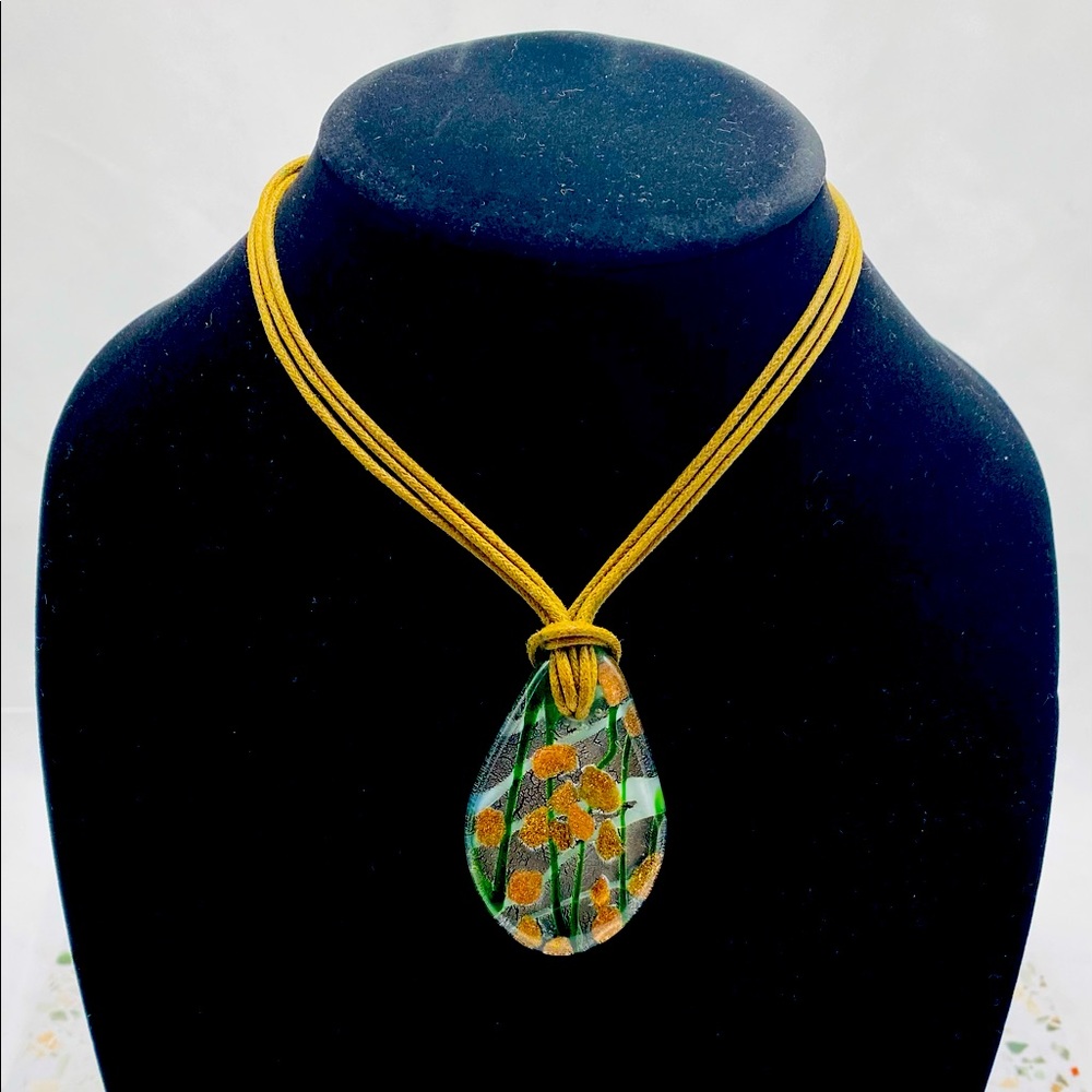 Green and gold rope necklace